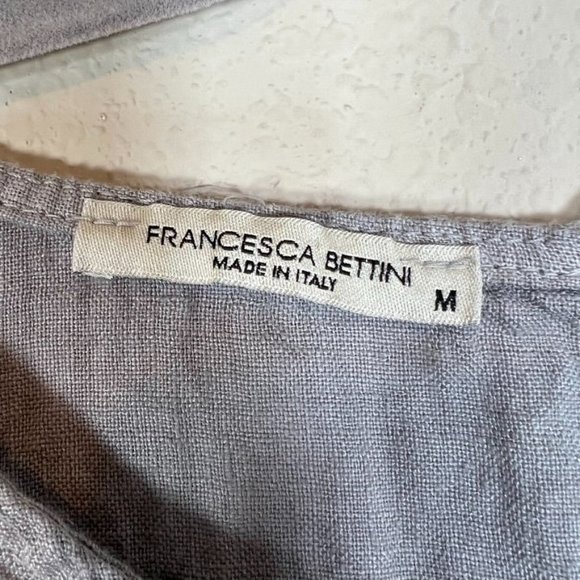Francesca Bettini Linen Dress Medium Shift Baby Doll Gray Eyelet Flaw - Picture 8 of 10